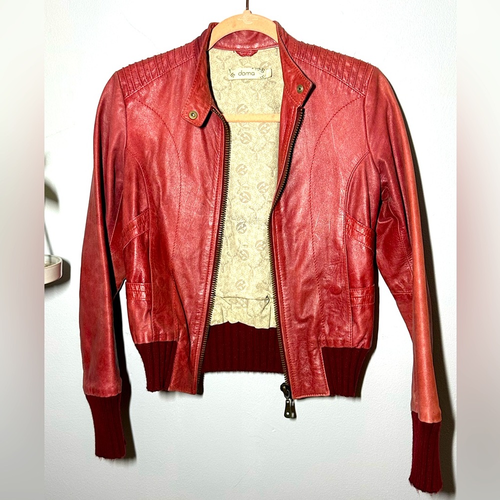 Doma Leather bomber jacket red leather small vintage